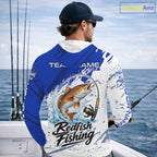 Personalized Redfish Drum Fishing Jerseys, Redfish Fishing Long Sleeve Hooded Tournament Shirts