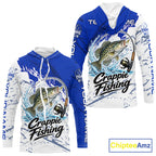 Personalized Crappie Fishing Jerseys, Crappie Fishing Long Sleeve Hooded Tournament Shirts