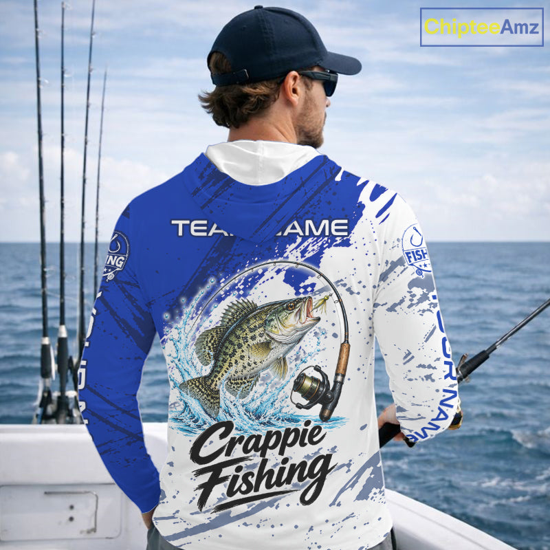 Personalized Crappie Fishing Jerseys, Crappie Fishing Long Sleeve Hooded Tournament Shirts