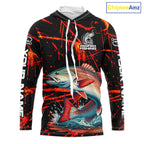 Custom Redfish Fishing Jersey, Personalized Redfish Long Sleeve Hooded Performance Fishing Shirt