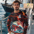 Custom Redfish Fishing Jersey, Personalized Redfish Long Sleeve Performance Fishing Shirt