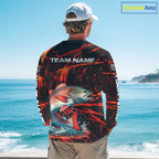 Custom Redfish Fishing Jersey, Personalized Redfish Long Sleeve Performance Fishing Shirt