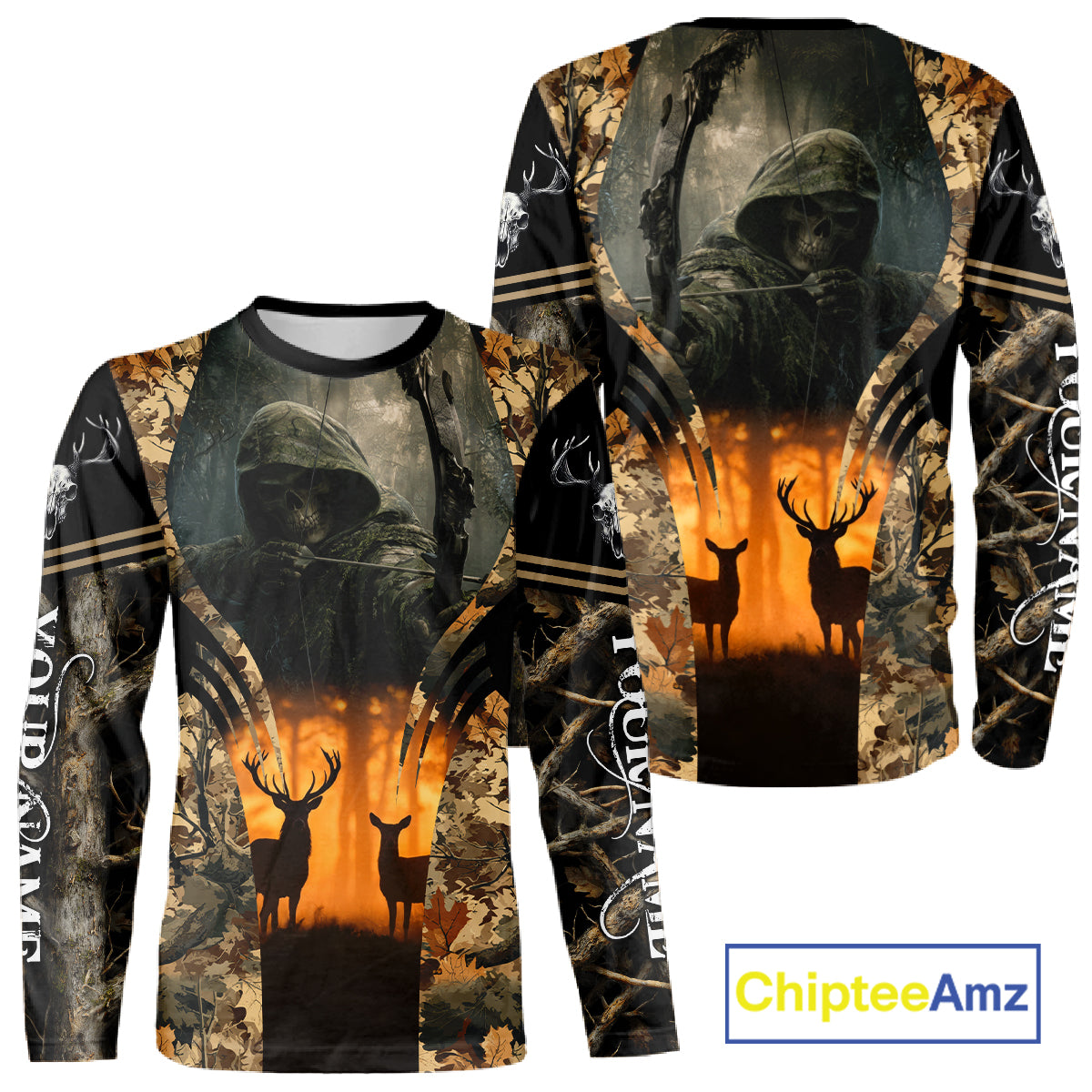 Best Deer Hunting Camo Grim Reaper Shirts - Deer Hunting Clothes, Big Game Hunting Gifts