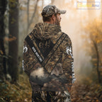 Deer Hunting Shirt Custom Name 3D All Over Print with Deer Skull & Brown Camo For Deer Hunters