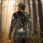 Deer Hunting Shirt Custom Name 3D All Over Print with Deer Skull & Brown Camo For Deer Hunters
