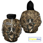 Custom Border Collies Duck Hunting Camo 3D Printed Shirts, Duck Hunting Apparel, Hunting Gifts