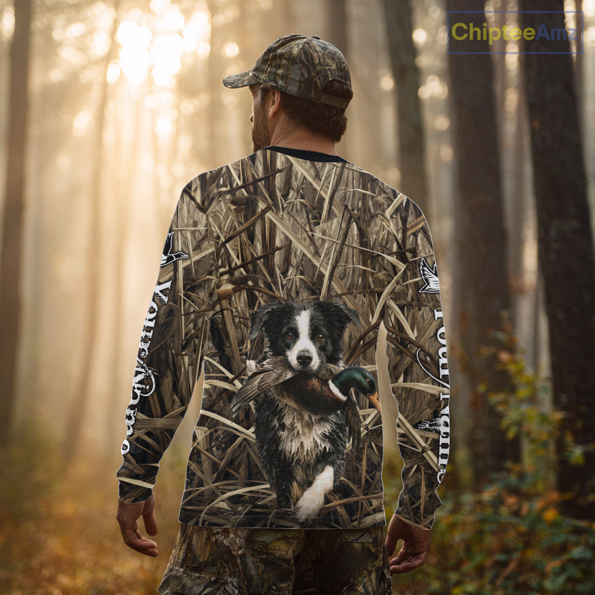 Custom Border Collies Duck Hunting Camo 3D Printed Shirts, Duck Hunting Apparel, Hunting Gifts