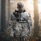 Whitetail Deer Hunting Winter Camouflage 3D Custom Name Shirts, Custom Deer Hunting Winter