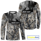 Whitetail Deer Hunting Winter Camouflage 3D Custom Name Shirts, Custom Deer Hunting Winter