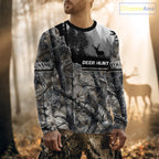 Whitetail Deer Hunting Winter Camouflage 3D Custom Name Shirts, Custom Deer Hunting Winter