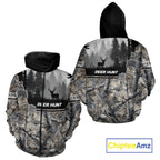 Whitetail Deer Hunting Winter Camouflage 3D Custom Name Shirts, Custom Deer Hunting Winter