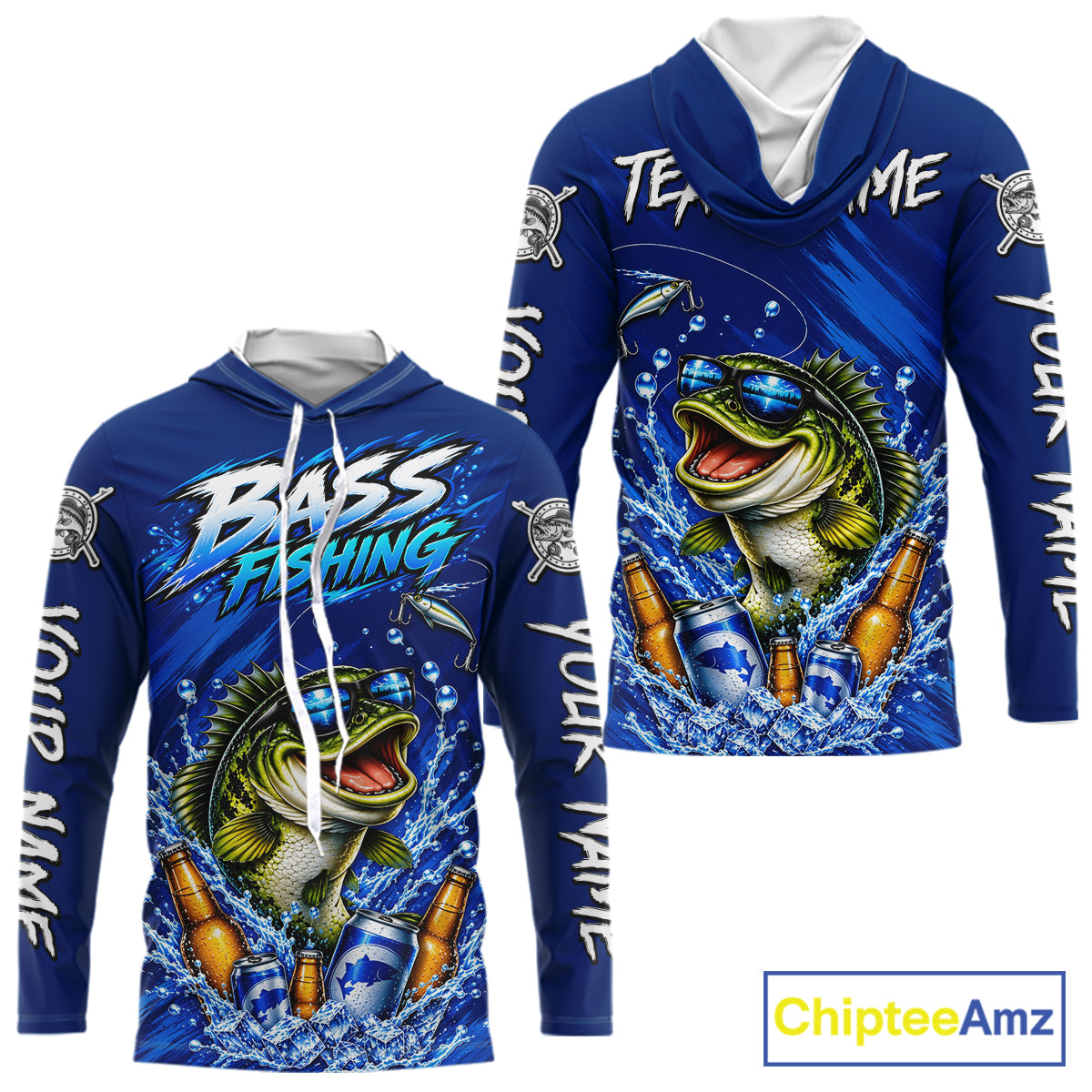Custom Bass Fishing Shirts, Funny Bass Fishing Beer Shirts Long Sleeve Hooded For Team