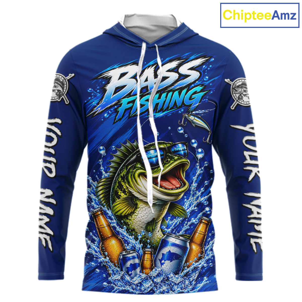 Custom Bass Fishing Shirts, Funny Bass Fishing Beer Shirts Long Sleeve Hooded For Team