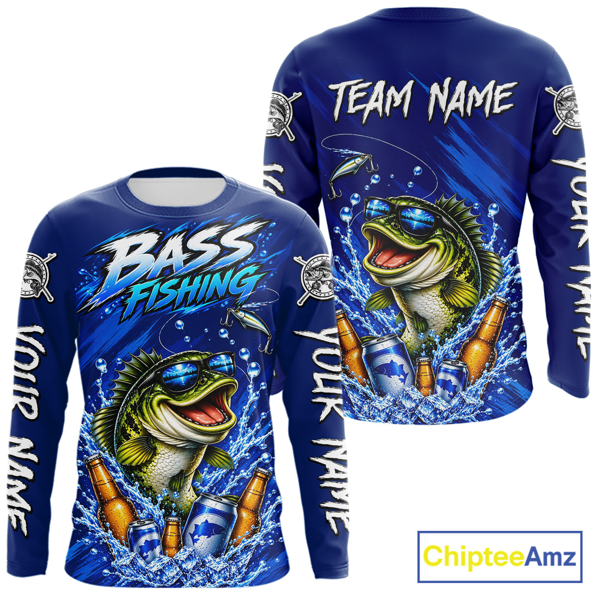 Custom Bass Fishing Shirts, Funny Bass Fishing Beer Shirts Long Sleeve For Team