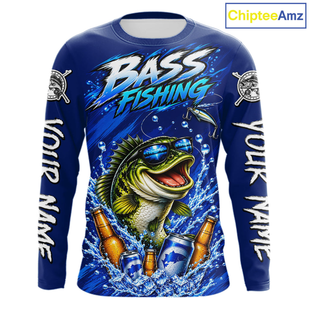 Custom Bass Fishing Shirts, Funny Bass Fishing Beer Shirts Long Sleeve For Team