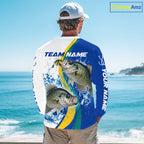Crappie Fishing Blue Camo Custom Name Long Sleeves Fishing Shirts, Crappie Fishing Jersey