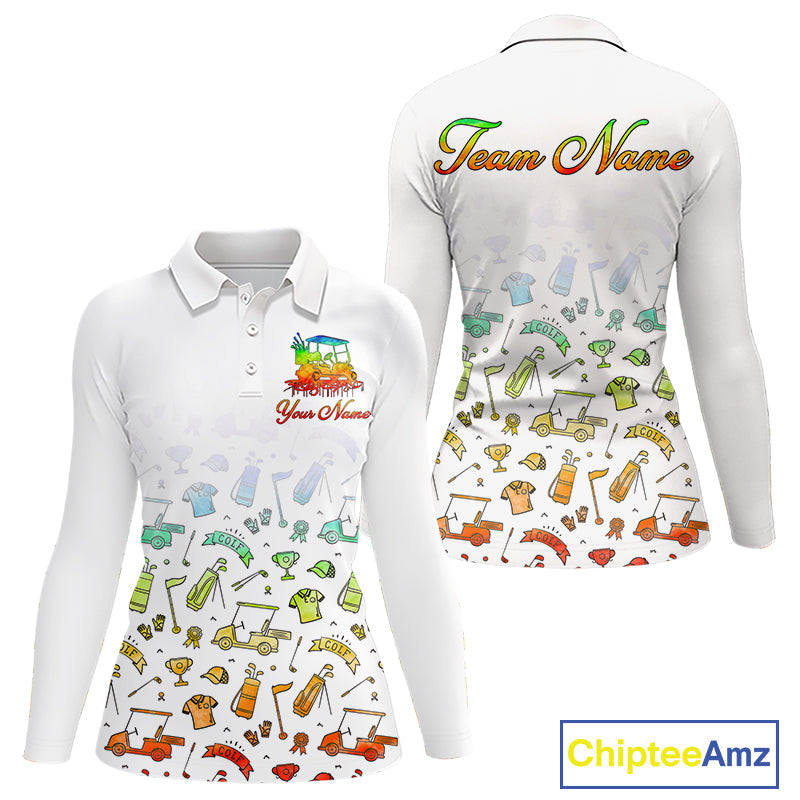 Golf Polo Shirts Colorful Tie Dye Pattern Custom Name, Golf Shirts