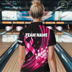 Breast Cancer Awareness Bowling Shirts Custom Polo 1/4 Zip Pink Ribbon Bowling Team Jersey
