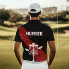 Red Disc Golf Polo Shirts Custom Thunder Lightning Team Disc Golf Jerseys, Disc Golf Gifts