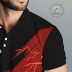 Red Disc Golf Polo Shirts Custom Thunder Lightning Team Disc Golf Jerseys, Disc Golf Gifts