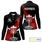 Red Disc Golf Polo Shirts Custom Thunder Lightning Team Disc Golf Jerseys, Disc Golf Gifts