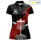 Red Disc Golf Polo Shirts Custom Thunder Lightning Team Disc Golf Jerseys, Disc Golf Gifts