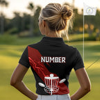 Red Disc Golf Polo Shirts Custom Thunder Lightning Team Disc Golf Jerseys, Disc Golf Gifts