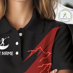 Red Disc Golf Polo Shirts Custom Thunder Lightning Team Disc Golf Jerseys, Disc Golf Gifts