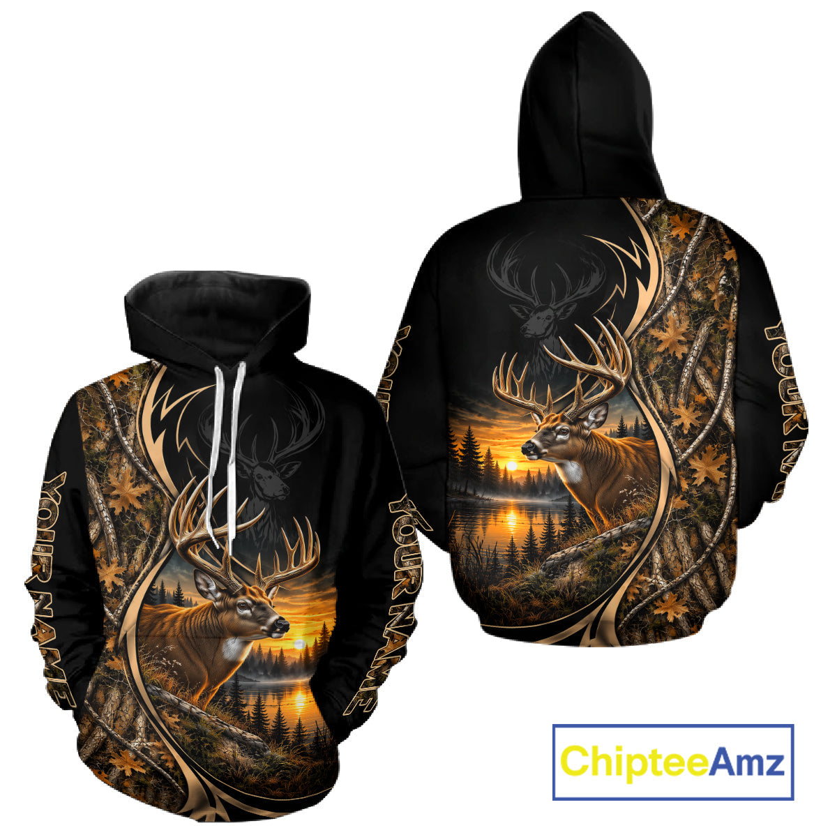 Whitetail Deer Hunting Forest Camo Custom Name 3D All Over Print Shirts
