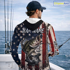 Bass Fishing 3D American Flag Patriotic Shirts Customize Hooded Bass Fishing Jerseys, Sun Protection Shirts
