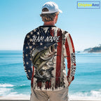 Bass Fishing 3D American Flag Patriotic Shirts Customize Bass Fishing Jerseys, Sun Protection Shirts