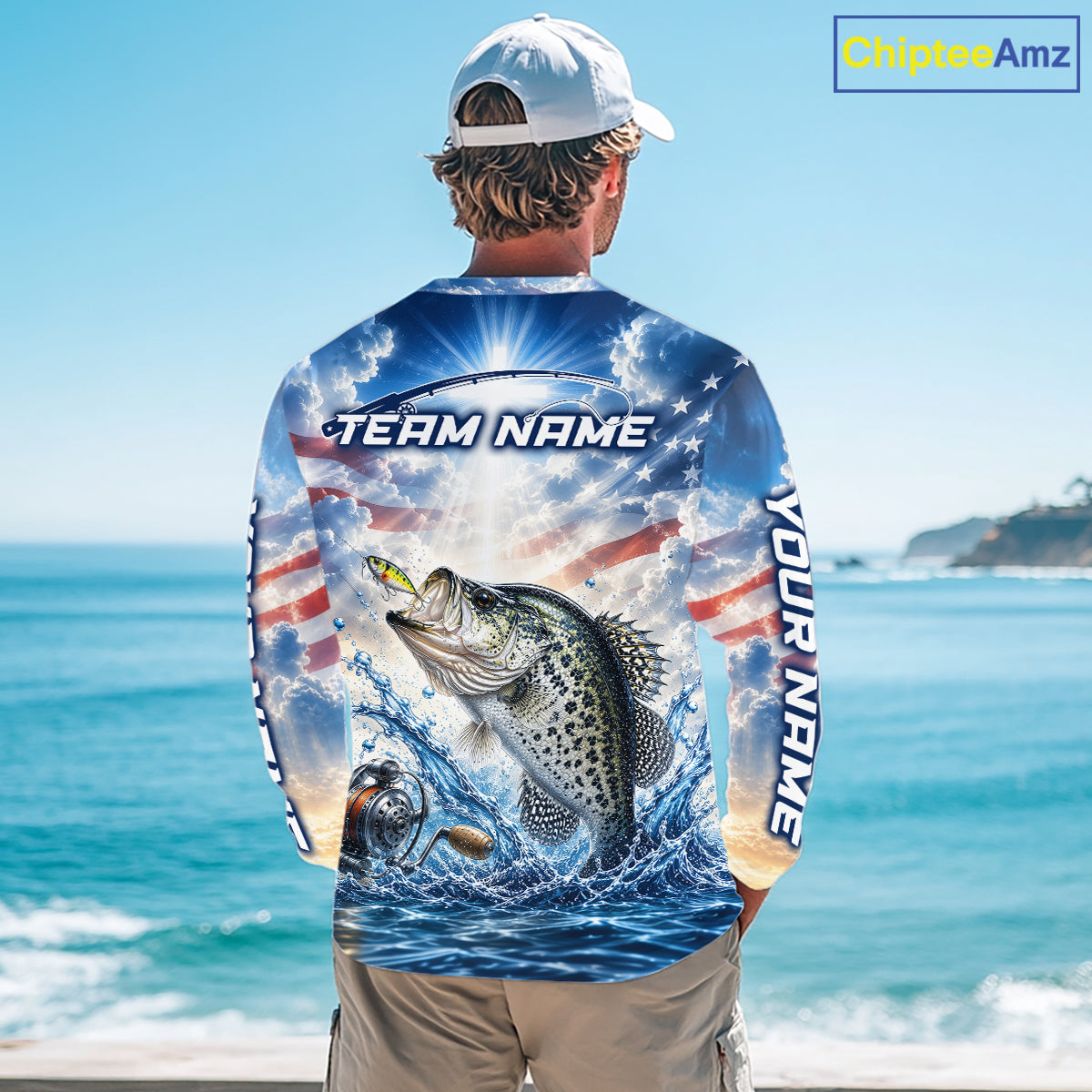 Custom Faith Crappie American Flag Patriotic Fishing Shirt Long Sleeve, US Fishing Jerseys