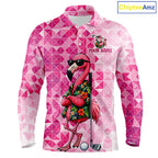 Funny Pink Flamingo Golf Polo Shirt Custom Name Team Golf Shirts, Golf Gifts
