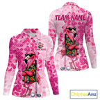 Funny Pink Flamingo Golf Polo Shirt Custom Name Team Golf Shirts, Golf Gifts