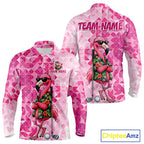 Funny Pink Flamingo Golf Polo Shirt Custom Name Team Golf Shirts, Golf Gifts