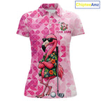 Funny Pink Flamingo Golf Polo Shirt Custom Name Team Golf Shirts, Golf Gifts