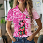 Funny Pink Flamingo Golf Polo Shirt Custom Name Team Golf Shirts, Golf Gifts