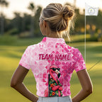Funny Pink Flamingo Golf Polo Shirt Custom Name Team Golf Shirts, Golf Gifts