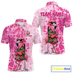 Funny Pink Flamingo Golf Polo Shirt Custom Name Team Golf Shirts, Golf Gifts