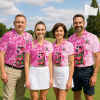 Funny Pink Flamingo Golf Polo Shirt Custom Name Team Golf Shirts, Golf Gifts