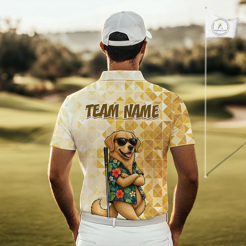 Funny Yellow Labrador Dog Golf Polo Shirt Custom Name Team Golf Shirts, Golf Gifts
