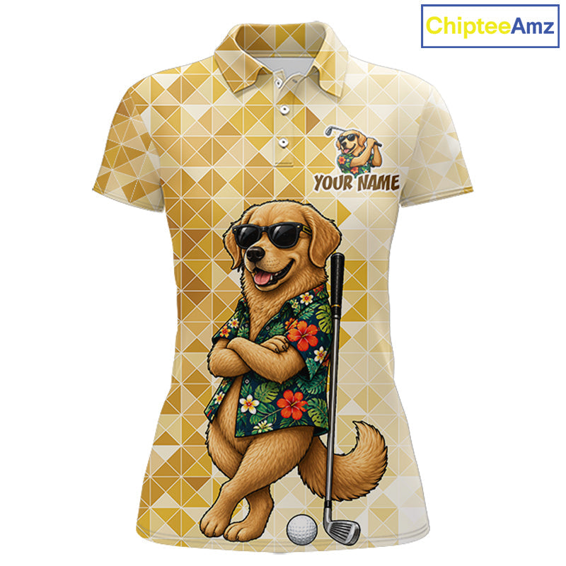 Funny Yellow Labrador Dog Golf Polo Shirt Custom Name Team Golf Shirts, Golf Gifts