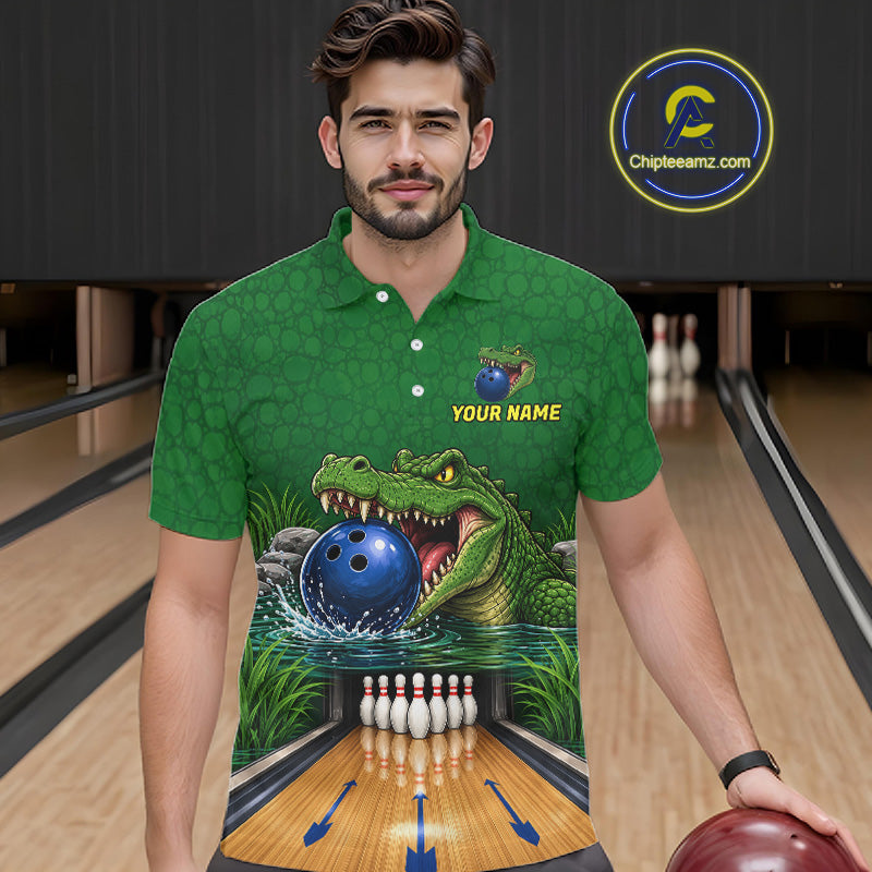 Custom Funny Alligator Bowling Shirts, Bowling Uniform Bowling Team Jerseys
