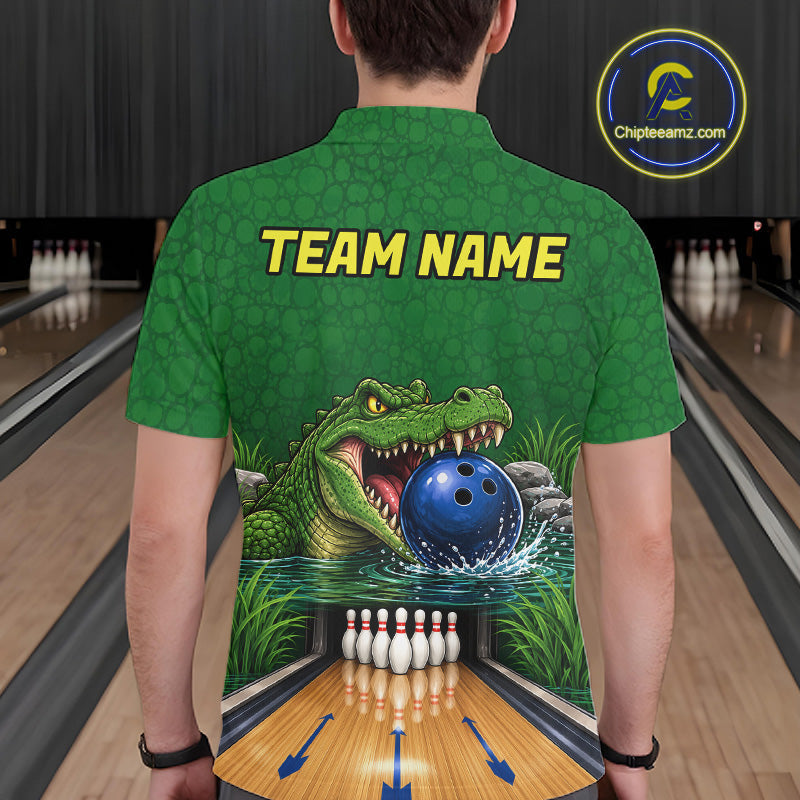 Custom Funny Alligator Bowling Shirts, Bowling Uniform Bowling Team Jerseys