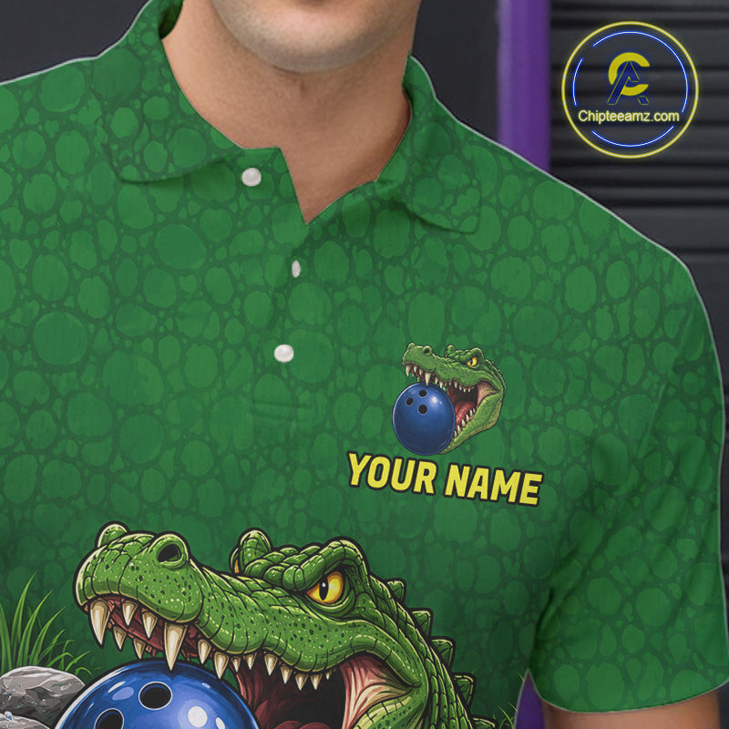 Custom Funny Alligator Bowling Shirts, Bowling Uniform Bowling Team Jerseys