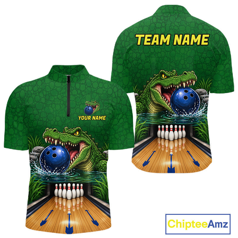 Custom Funny Alligator Bowling Shirts, Bowling Uniform Bowling Team Jerseys