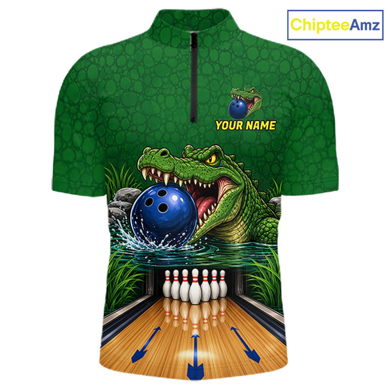 Custom Funny Alligator Bowling Shirts, Bowling Uniform Bowling Team Jerseys