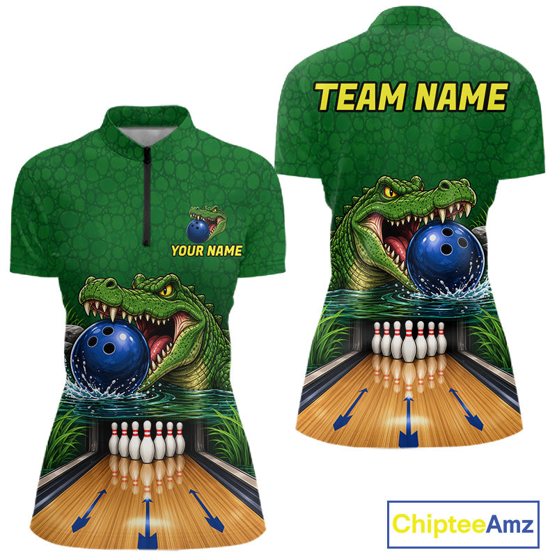 Custom Funny Alligator Bowling Shirts, Bowling Uniform Bowling Team Jerseys