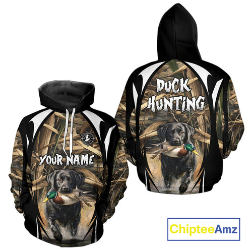 Duck Hunting with Black Lab Camo 3D All Over Printed Shirts, Camouflage Duck Hunting Clothing