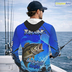 Largemouth Bass Fishing Camo Long Sleeve Hooded Fishing Shirts, Custom Bass Tournament Fishing Jerseys